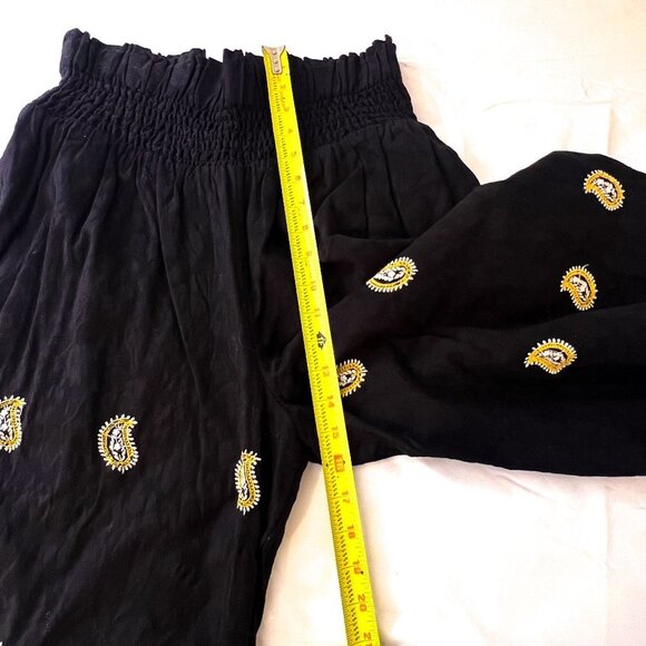 Anthropologie Smocked Wide-Leg Embroidered Pants size Medium - Picture 12 of 16
